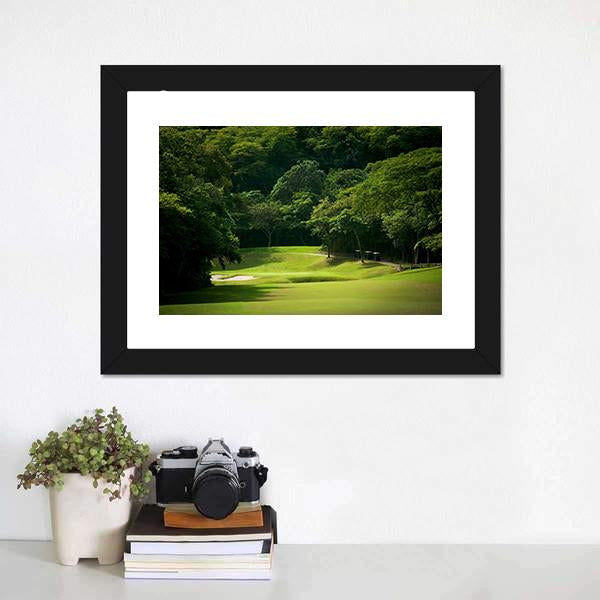 Heavily Forrested Golf Fairway Canvas Wall Art-1 Piece-Framed Print-20" x 16"-Tiaracle