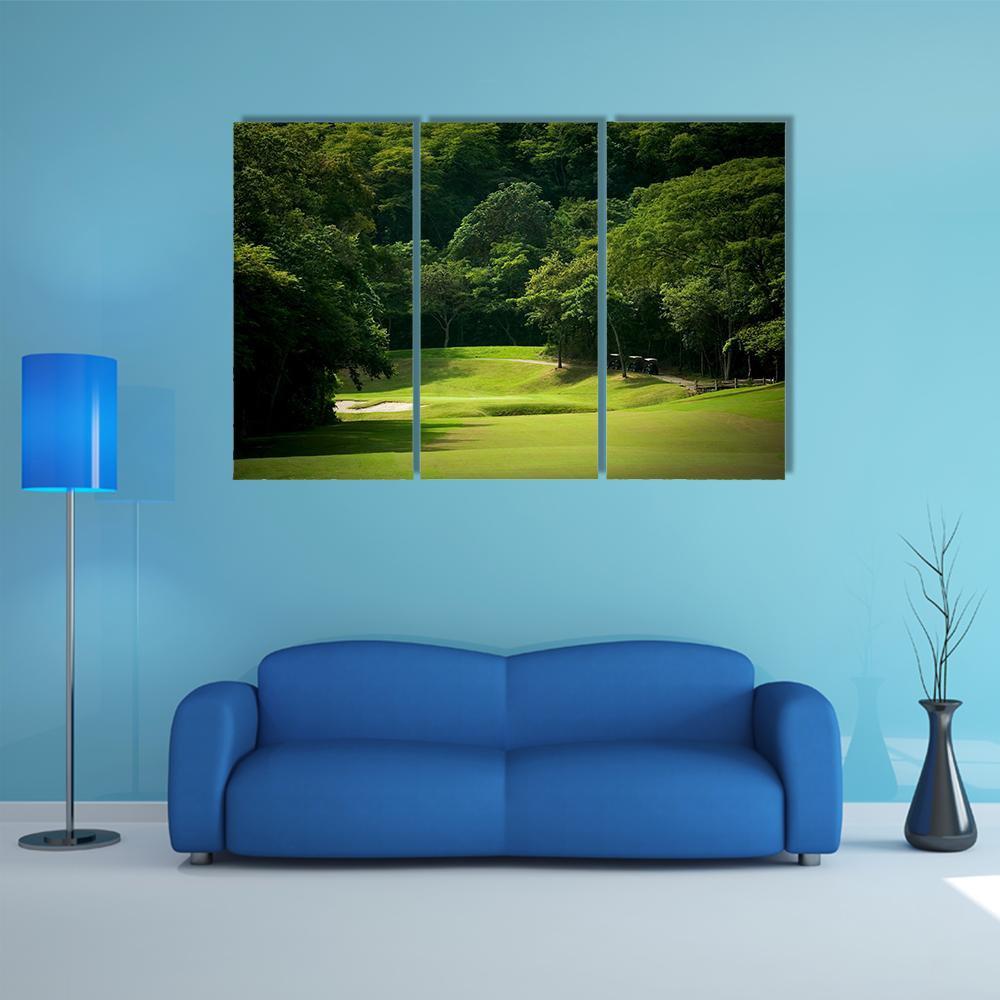 Heavily Forrested Golf Fairway Canvas Wall Art-3 Horizontal-Gallery Wrap-37" x 24"-Tiaracle