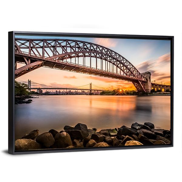 Hell Gate & Triboro Bridge Canvas Wall Art-5 Horizontal-Gallery Wrap-22" x 12"-Tiaracle