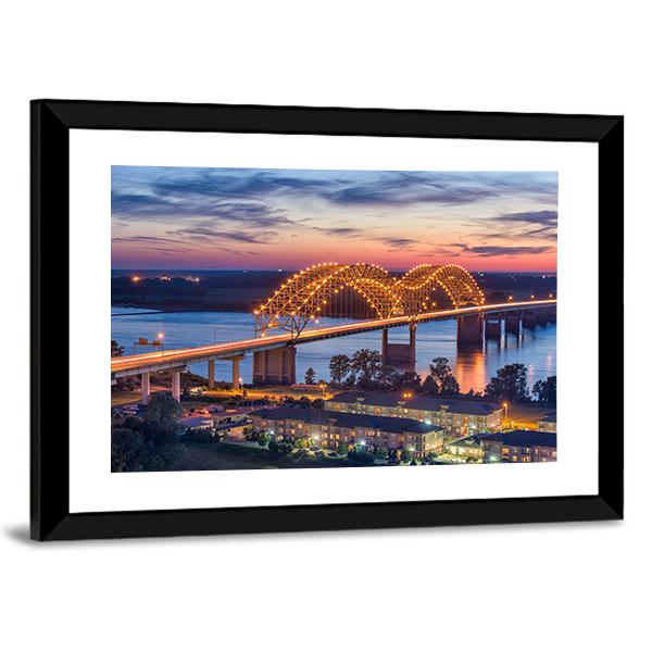 Hernando De Soto Bridge Canvas Wall Art-3 Horizontal-Gallery Wrap-25" x 16"-Tiaracle