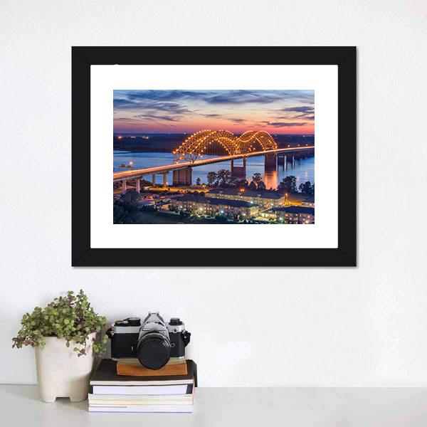 Hernando De Soto Bridge Canvas Wall Art-1 Piece-Framed Print-20" x 16"-Tiaracle
