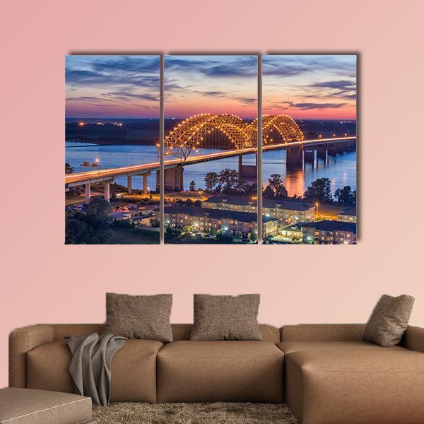 Hernando De Soto Bridge Canvas Wall Art-3 Horizontal-Gallery Wrap-37" x 24"-Tiaracle