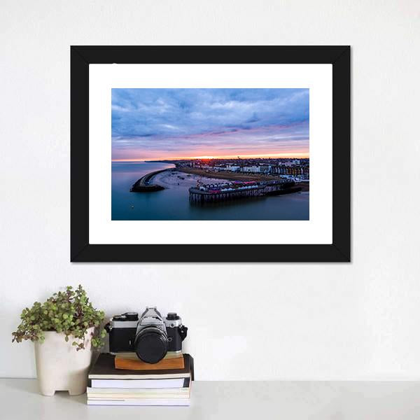 Herne Bay Pier At Sunrise Canvas Wall Art-1 Piece-Framed Print-20" x 16"-Tiaracle