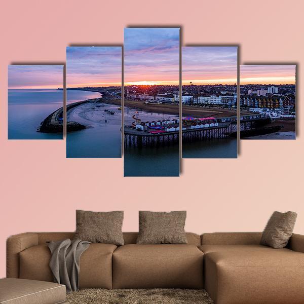 Herne Bay Pier At Sunrise Canvas Wall Art-5 Star-Gallery Wrap-62" x 32"-Tiaracle
