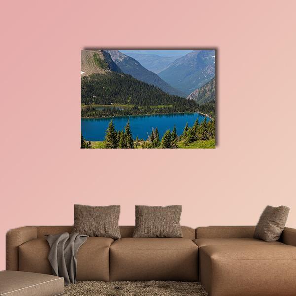 Hidden Lake In Montana Canvas Wall Art-1 Piece-Gallery Wrap-48" x 32"-Tiaracle