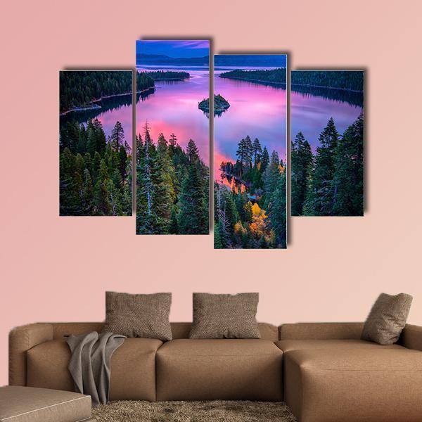 High Angle View Of Lake Tahoe Canvas Wall Art-4 Pop-Gallery Wrap-50" x 32"-Tiaracle