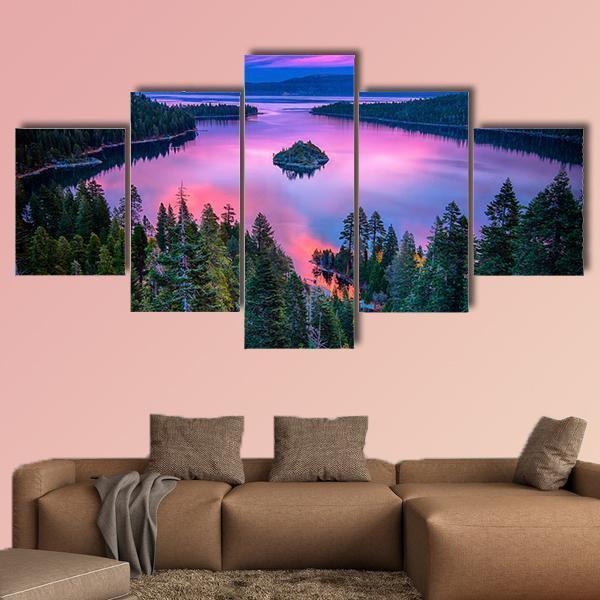 High Angle View Of Lake Tahoe Canvas Wall Art-5 Star-Gallery Wrap-62" x 32"-Tiaracle