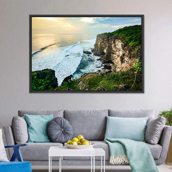 High Cliff At Uluwatu Temple Canvas Wall Art-3 Horizontal-Gallery Wrap-25" x 16"-Tiaracle