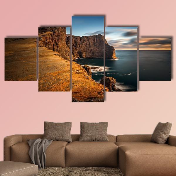 High Cliffs Of Vagar Island Canvas Wall Art-5 Star-Gallery Wrap-62" x 32"-Tiaracle