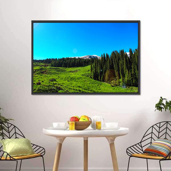 High Mountains & Green Meadows Canvas Wall Art-3 Horizontal-Gallery Wrap-25" x 16"-Tiaracle