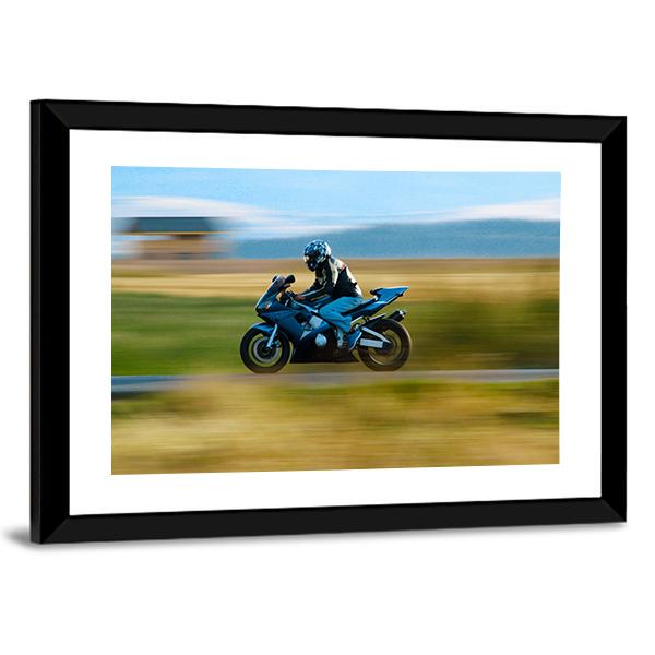 High Speed Motorbike Canvas Wall Art-3 Horizontal-Gallery Wrap-25" x 16"-Tiaracle