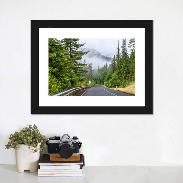 Highway In Redwood Forest Canvas Wall Art-1 Piece-Framed Print-20" x 16"-Tiaracle