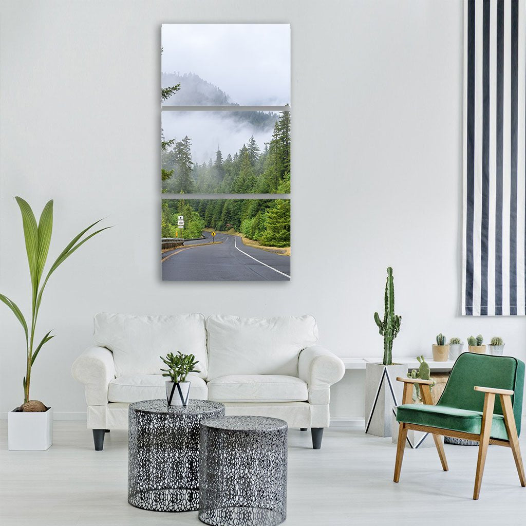 Highway In Redwood Forest Vertical Canvas Wall Art-3 Vertical-Gallery Wrap-12" x 25"-Tiaracle