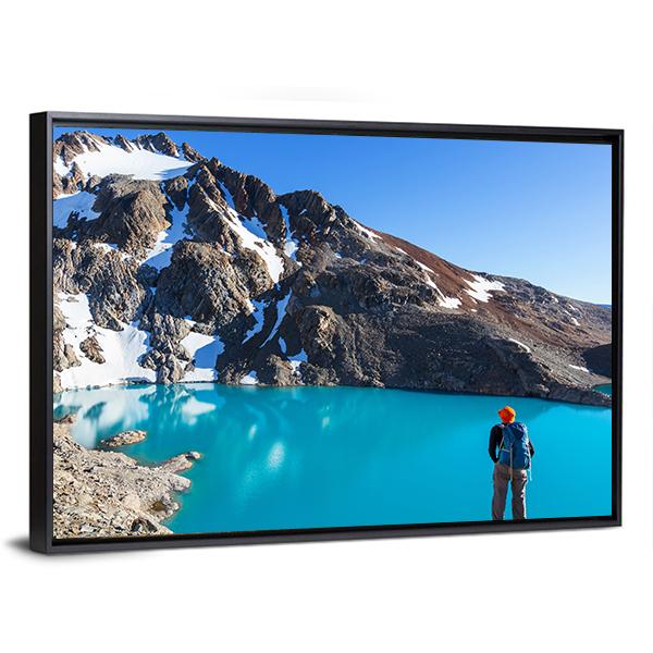 Hike In Patagonia Canvas Wall Art-3 Horizontal-Gallery Wrap-25" x 16"-Tiaracle