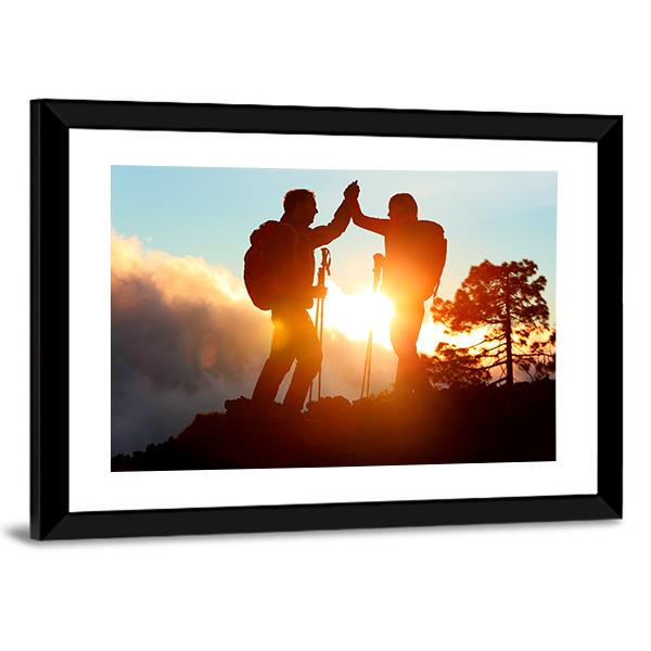 Hikers High Five Canvas Wall Art-5 Horizontal-Gallery Wrap-22" x 12"-Tiaracle