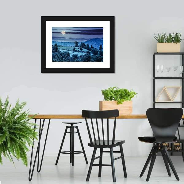 Hillside Meadow In Moon Light Vertical Canvas Wall Art-3 Vertical-Gallery Wrap-12" x 25"-Tiaracle