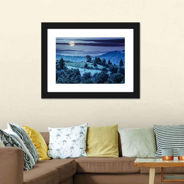 Hillside Meadow In Moon Light Vertical Canvas Wall Art-3 Vertical-Gallery Wrap-12" x 25"-Tiaracle