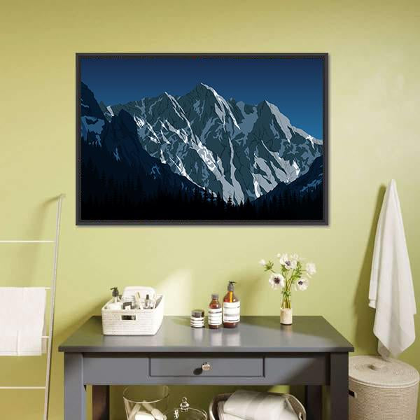 Himalayan Mountain Landscape Canvas Wall Art-1 Piece-Floating Frame-36" x 24"-Tiaracle