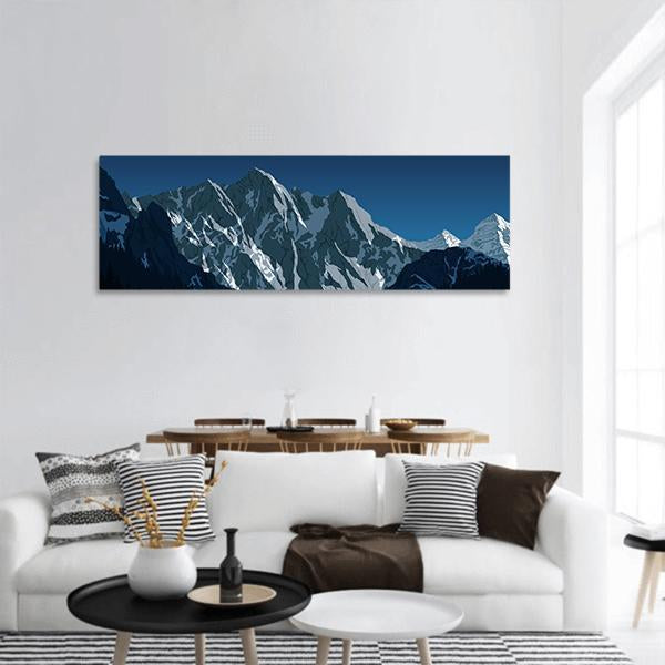 Himalayan Mountain Landscape Panoramic Canvas Wall Art-1 Piece-36" x 12"-Tiaracle
