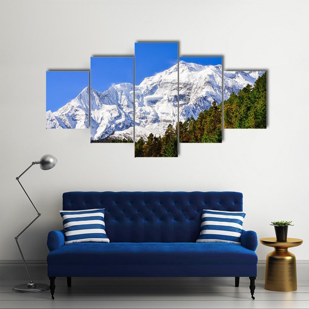 Himalayas Mountain Peak Canvas Wall Art-5 Star-Gallery Wrap-62" x 32"-Tiaracle