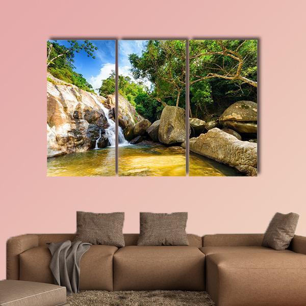 Hin Lad Waterfall Thailand Canvas Wall Art-3 Horizontal-Gallery Wrap-37" x 24"-Tiaracle
