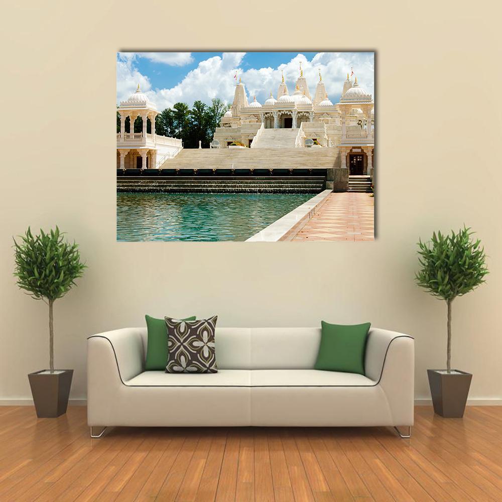 Hindu Temple In Atlanta Canvas Wall Art-1 Piece-Gallery Wrap-48" x 32"-Tiaracle