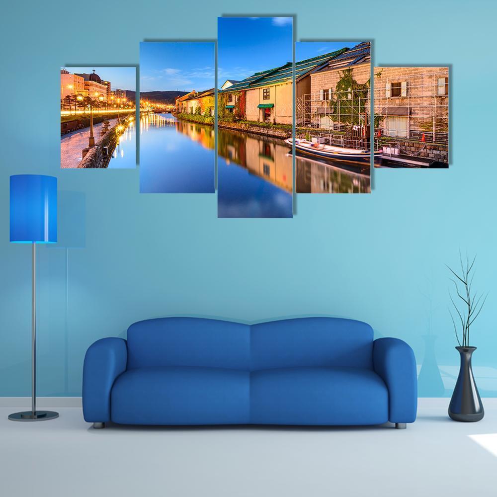 Historic Canal In Japan Canvas Wall Art-5 Star-Gallery Wrap-62" x 32"-Tiaracle