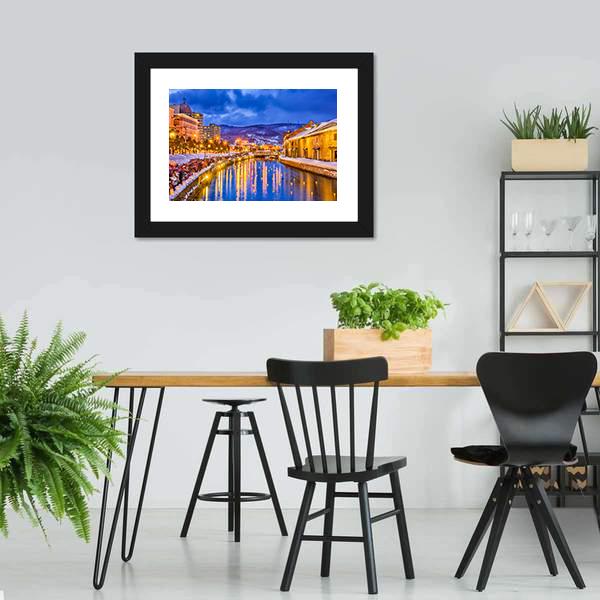 Historic Canal In Winter Japan Canvas Wall Art-5 Horizontal-Gallery Wrap-22" x 12"-Tiaracle