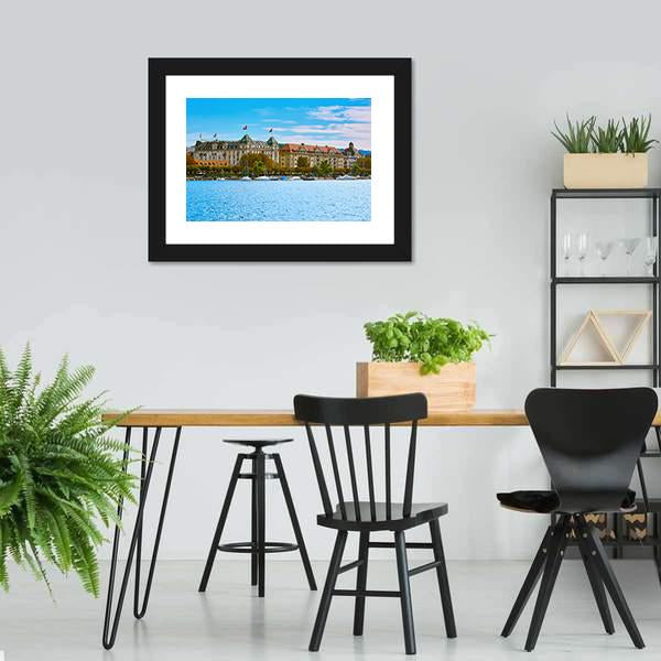 Historic Center Of Zurich Canvas Wall Art-3 Horizontal-Gallery Wrap-25" x 16"-Tiaracle