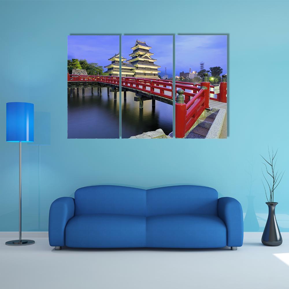 Historic Matsumoto Castle Canvas Wall Art-3 Horizontal-Gallery Wrap-37" x 24"-Tiaracle