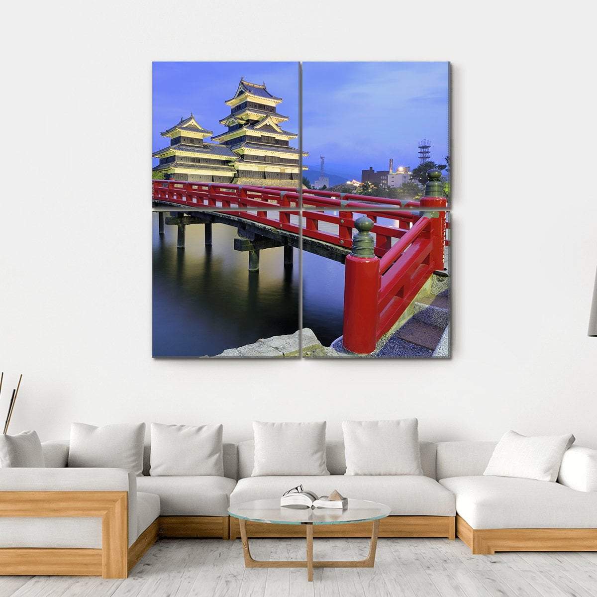 Historic Matsumoto Castle Canvas Wall Art-4 Square-Gallery Wrap-17" x 17"-Tiaracle