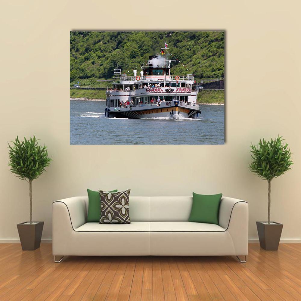 Historic Paddle Steamer In Rhine Valley Canvas Wall Art-1 Piece-Gallery Wrap-36" x 24"-Tiaracle