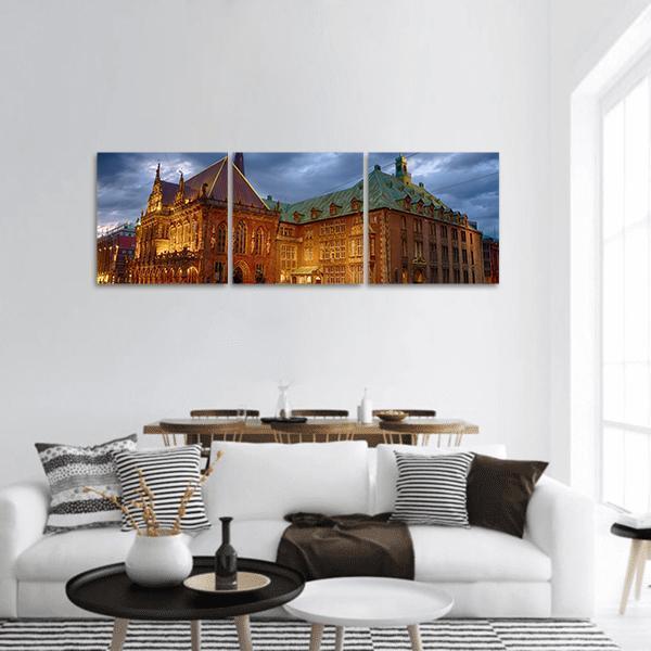 Historic Town Hall Of Bremen Panoramic Canvas Wall Art-3 Piece-25" x 08"-Tiaracle