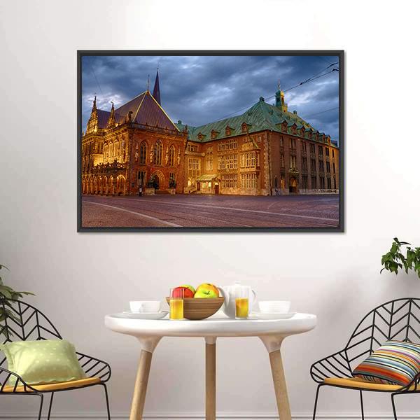 Historic Town Hall Of Bremen Panoramic Canvas Wall Art-1 Piece-36" x 12"-Tiaracle
