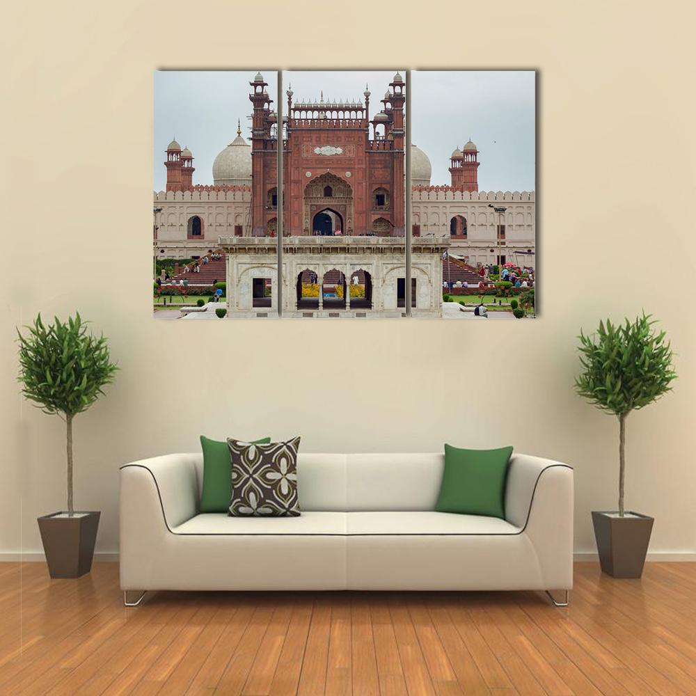 Historical Badshahi Mosque Canvas Wall Art-3 Horizontal-Gallery Wrap-25" x 16"-Tiaracle