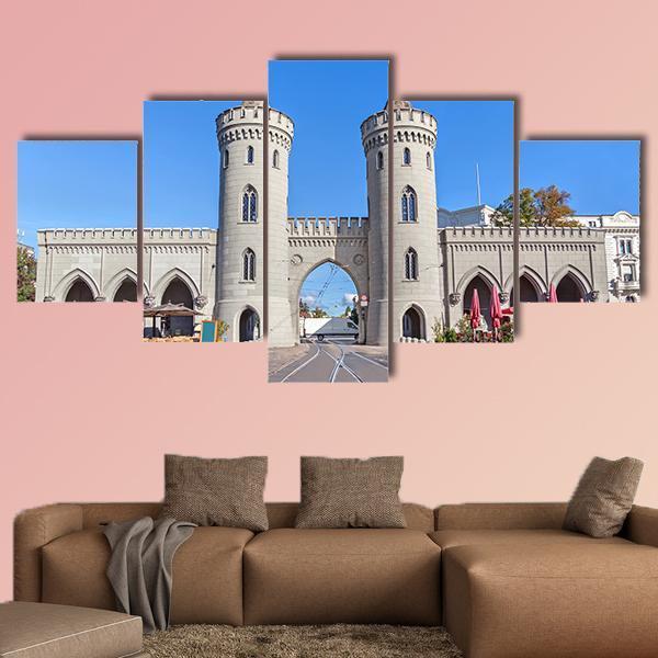 City Gate In Potsdam Canvas Wall Art-5 Star-Gallery Wrap-62" x 32"-Tiaracle