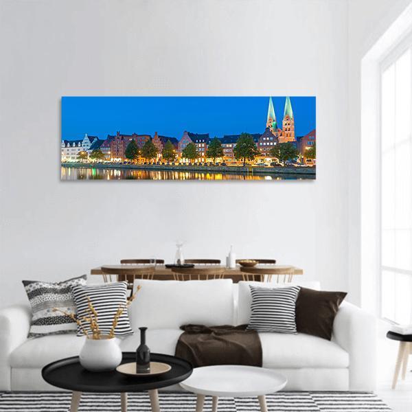 River Untertrave With Church Panoramic Canvas Wall Art-1 Piece-36" x 12"-Tiaracle