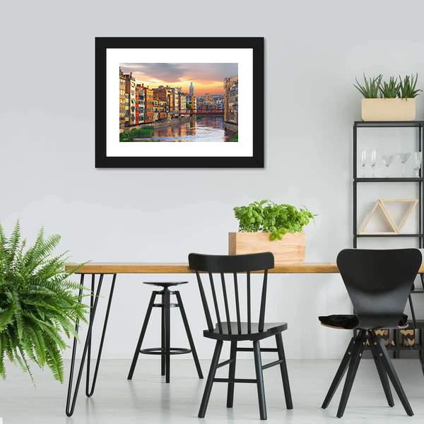 Historical Jewish Quarter In Girona Canvas Wall Art-3 Horizontal-Gallery Wrap-25" x 16"-Tiaracle