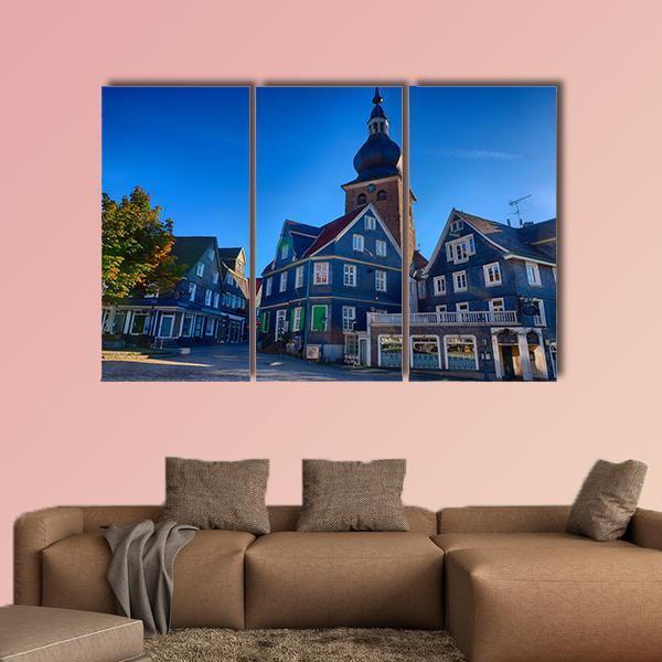 Market Place In Lennep Canvas Wall Art-3 Horizontal-Gallery Wrap-25" x 16"-Tiaracle