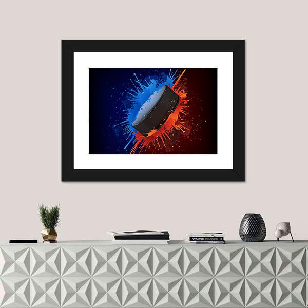 Hockey Puck Canvas Wall Art-1 Piece-Framed Print-20" x 16"-Tiaracle