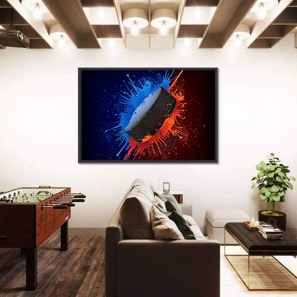 Hockey Puck Canvas Wall Art-5 Horizontal-Gallery Wrap-22" x 12"-Tiaracle