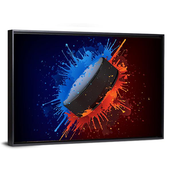 Hockey Puck Canvas Wall Art-5 Horizontal-Gallery Wrap-22" x 12"-Tiaracle