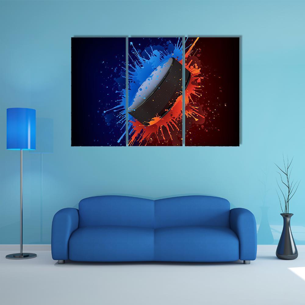 Hockey Puck Canvas Wall Art-3 Horizontal-Gallery Wrap-37" x 24"-Tiaracle