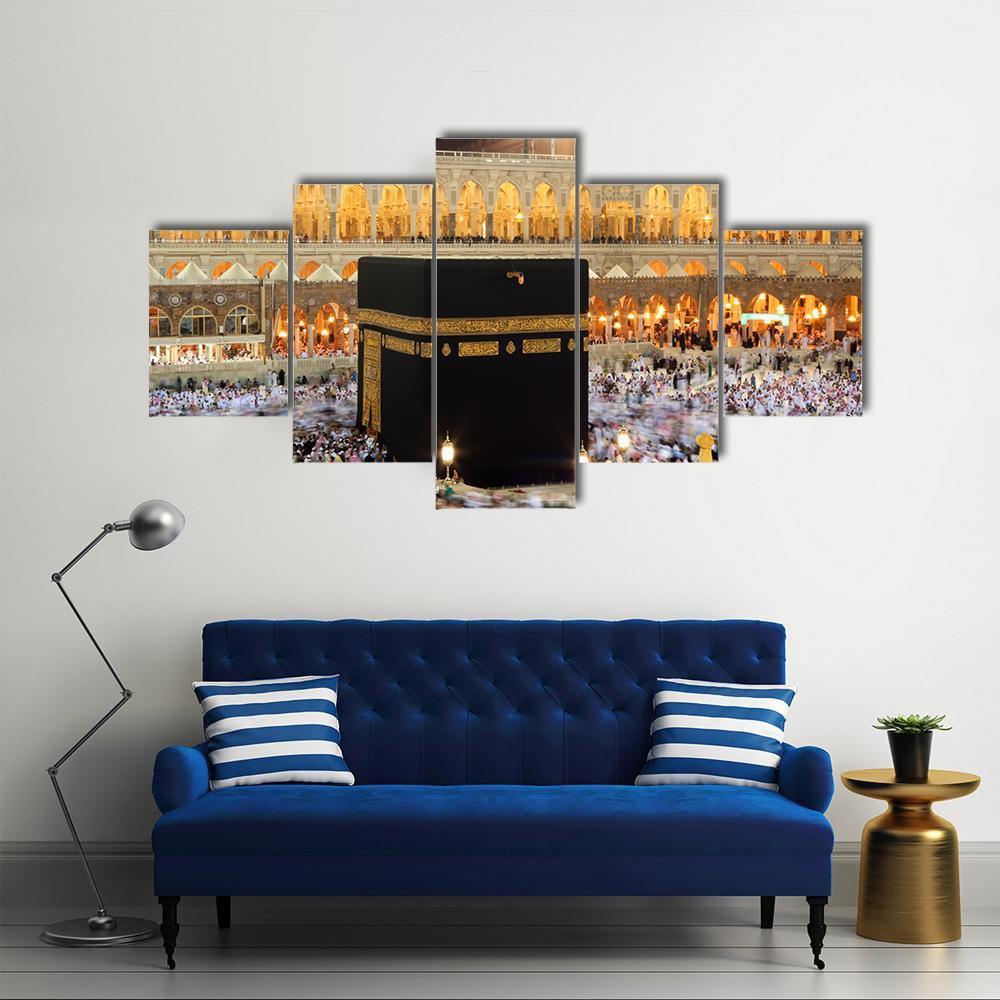 Holy Kaaba In Mecca Canvas Wall Art-5 Star-Gallery Wrap-62" x 32"-Tiaracle