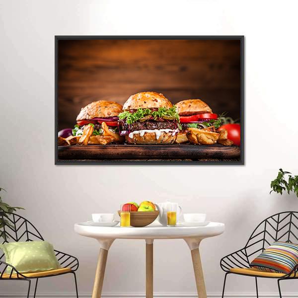Home Made Burgers Canvas Wall Art-5 Horizontal-Gallery Wrap-22" x 12"-Tiaracle