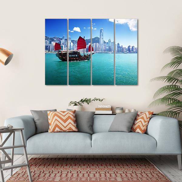 Hong Kong Harbour Canvas Wall Art-4 Horizontal-Gallery Wrap-34" x 24"-Tiaracle