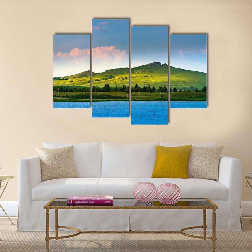 Hongsong Lake Scenery Canvas Wall Art-4 Pop-Gallery Wrap-50" x 32"-Tiaracle