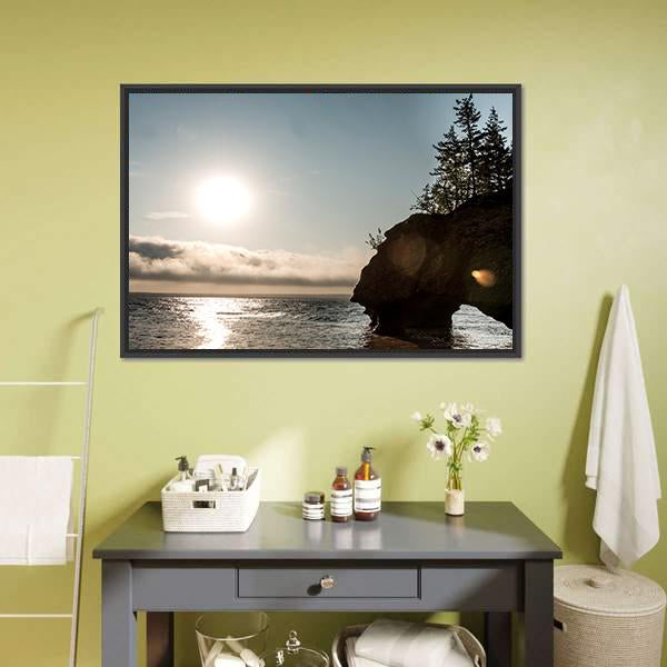 Hopewell Rocks Canada Canvas Wall Art-1 Piece-Floating Frame-24" x 16"-Tiaracle