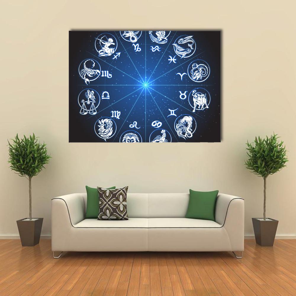 Horoscope Against Stars Canvas Wall Art-1 Piece-Gallery Wrap-36" x 24"-Tiaracle
