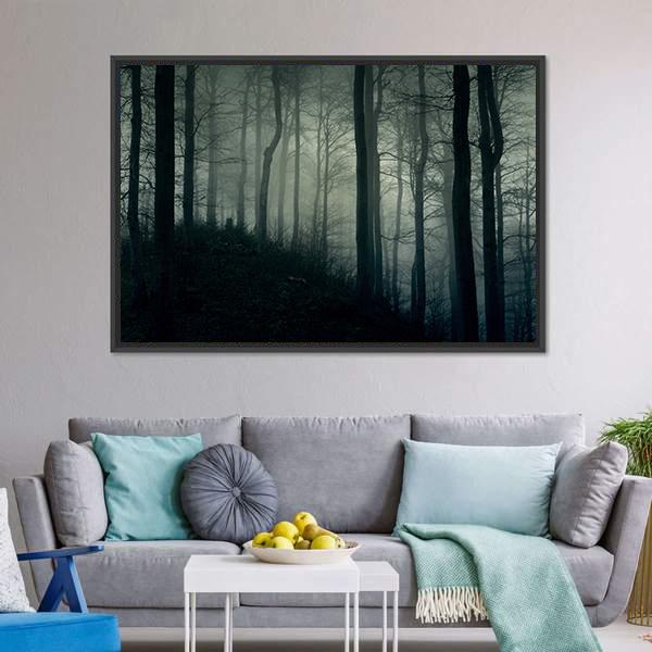 Horror Foggy Jungle Canvas Wall Art-3 Horizontal-Gallery Wrap-25" x 16"-Tiaracle